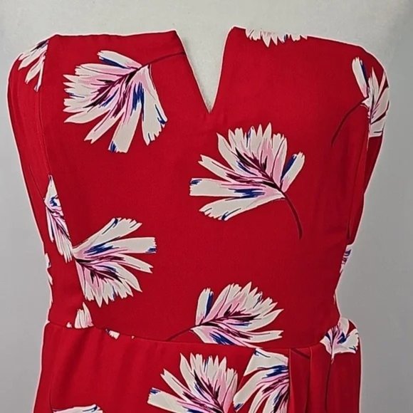 Express Faux Wrap Floral Print Strapless Midi - Picture 1 of 5